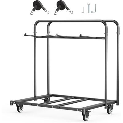 VEVOR Estante para Sillas Plegable, Capacidad de 181 kg, Carrito Resistente para 5 Mesas y 14 Sillas, Soporte para Sillas con Ruedas Giratorias y Ruedas de Bloqueo para Fiestas, Eventos, Negro Mate VEVOR Estante para Sillas Plegable, Capacidad de 181 kg, Carrito Resistente para 5 Mesas y 14 Sillas, Soporte para Sillas con Ruedas Giratorias y Ruedas de Bloqueo para Fiestas, Eventos, Negro Mate