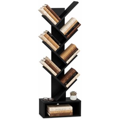 VOUNOT ® Estantería de Árbol Librería Vertical de Pie 7 Niveles 113 cm Negro Estante para Libros Organizador Ahorra Espacio Antivuelco Almacenamiento para CD DVD Álbumes Salón Dormitorio Estudio Oficina VOUNOT ® Estantería de Árbol Librería Vertical de Pie 7 Niveles 113 cm Negro Estante para Libros Organizador Ahorra Espacio Antivuelco Almacenamiento para CD DVD Álbumes Salón Dormitorio Estudio Oficina
