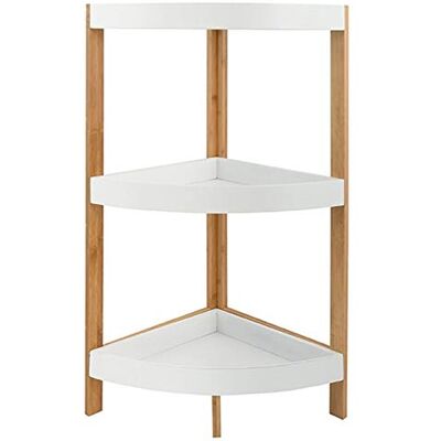 MSV Estante DE Angulo 3 Niveles Blanco Y Bambu MSV Estante DE Angulo 3 Niveles Blanco Y Bambu