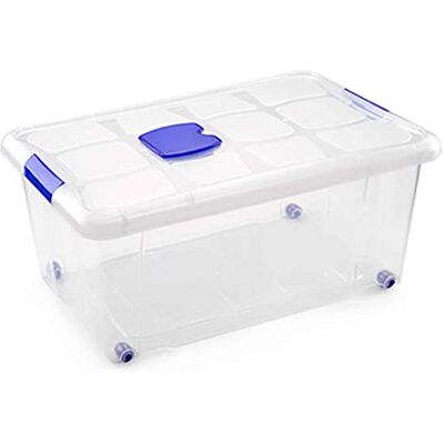 AC Caja de ordenión de plástico Transparente Nº 3. Contenedor para almenar Libros, Ropa, Mantas. Capidad 36 litros. Dimensiones Aprox.: 59 x 40,5 x 25,7 cm AC Caja de ordenión de plástico Transparente Nº 3. Contenedor para almenar Libros, Ropa, Mantas. Capidad 36 litros. Dimensiones Aprox.: 59 x 40,5 x 25,7 cm
