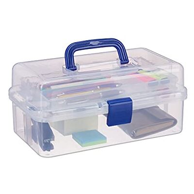 Relaxdays Estuche de plástico, Organizador con Nueve Compartimentos, Asas, Cierre Click, Azul, 14 x 33 x 19 cm Relaxdays Estuche de plástico, Organizador con Nueve Compartimentos, Asas, Cierre Click, Azul, 14 x 33 x 19 cm