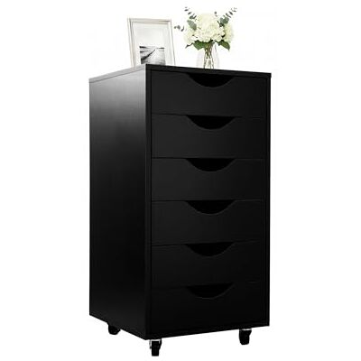 Relaxdays cajonera con Ruedas, 6 cajones, archivador móvil Oficina, 78x40x40 cm, Negro Relaxdays cajonera con Ruedas, 6 cajones, archivador móvil Oficina, 78x40x40 cm, Negro