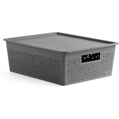 Tatay Cesta Almacenaje Plastico 12 L Bohol Caja Organizadora con Tapa Ventilación Óptima Sistema Modular Apilable Asas Integradas Plástico Reciclado Libre BPA 30x39x13,5 cm, Gris Tatay Cesta Almacenaje Plastico 12 L Bohol Caja Organizadora con Tapa Ventilación Óptima Sistema Modular Apilable Asas Integradas Plástico Reciclado Libre BPA 30x39x13,5 cm, Gris