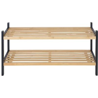 Relaxdays Zapatero , 2 x Ancho x Fondo: Aprox. 33 x 70 x 26 cm, bambú y Madera, Moderno, Natural/Negro Relaxdays Zapatero , 2 x Ancho x Fondo: Aprox. 33 x 70 x 26 cm, bambú y Madera, Moderno, Natural/Negro