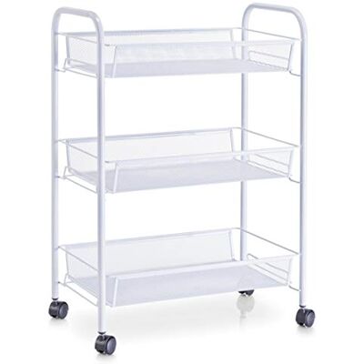 Zeller Carrito para Las Plantas, Mesh, Blanco, 43.5x26x62.5 cm Zeller Carrito para Las Plantas, Mesh, Blanco, 43.5x26x62.5 cm