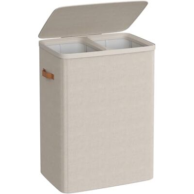 SONGMICS Cesto de ropa - 170L, 2 compartimentos, Tapa, Manijas SONGMICS Cesto de ropa - 170L, 2 compartimentos, Tapa, Manijas