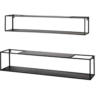 HAKU Estante Flotante Estante de Pared Negro Estante Colgante Metal Set de 2 Medidas An 85 95 cm x Al 17 20 cm x Pr 17 20 cm Estilo: Modern HAKU Estante Flotante Estante de Pared Negro Estante Colgante Metal Set de 2 Medidas An 85 95 cm x Al 17 20 cm x Pr 17 20 cm Estilo: Modern