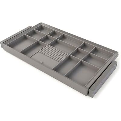 EMUCA Kit de cajón organizador y bastidor regulable Quartz para armarios, guías de cierre suave y extracción total, Módulo 90cm, Acabado Titanio EMUCA Kit de cajón organizador y bastidor regulable Quartz para armarios, guías de cierre suave y extracción total, Módulo 90cm, Acabado Titanio