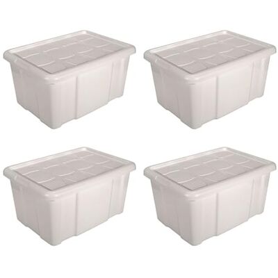 AC Pk de 4 cajas de almenamiento con tapa Nº 18 Plástico Contenedor, guardar ropa, mantas, libros Fabricado en España 60 L 29,7 x 61,5 x 45 cm Marfil AC Pk de 4 cajas de almenamiento con tapa Nº 18 Plástico Contenedor, guardar ropa, mantas, libros Fabricado en España 60 L 29,7 x 61,5 x 45 cm Marfil
