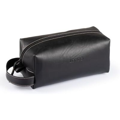 Londo Estuche de cuero para maquillaje y caja de reloj de viaje. Organizador de almacenamiento protector duradero y elegante de alta calidad para artículos de tocador y accesorios versátiles, Negro Londo Estuche de cuero para maquillaje y caja de reloj de viaje. Organizador de almacenamiento protector duradero y elegante de alta calidad para artículos de tocador y accesorios versátiles, Negro