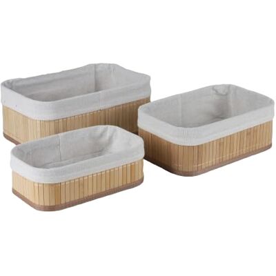 Urban Living CESTAS DE ALMACENAMIENTO "BAMBOO & CO" CON TELA X3 UDS. Urban Living CESTAS DE ALMACENAMIENTO "BAMBOO & CO" CON TELA X3 UDS.