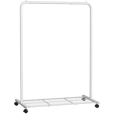 SONGMICS Clothes Rack with Wheels, Clothing Rack for Hanging Clothes, 25.4 mm Metal Garment Rack with Dense Mesh Storage Shelf, 110 lb Load Capacity, 2 Brakes, Cloud White SONGMICS Clothes Rack with Wheels, Clothing Rack for Hanging Clothes, 25.4 mm Metal Garment Rack with Dense Mesh Storage Shelf, 110 lb Load Capacity, 2 Brakes, Cloud White