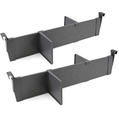 EMUCA Juego de separadores de cajones Ajustables, Accesorios organizadores divisores para cajones, 600mm, Aluminio, Gris Antracita. EMUCA Juego de separadores de cajones Ajustables, Accesorios organizadores divisores para cajones, 600mm, Aluminio, Gris Antracita.