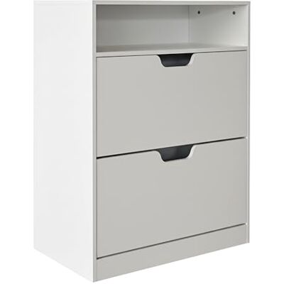 Relaxdays Zapatero Estrecho con estantes y Puertas abatibles, 102x80x24 cm, para 12 Pares, Blanco Relaxdays Zapatero Estrecho con estantes y Puertas abatibles, 102x80x24 cm, para 12 Pares, Blanco