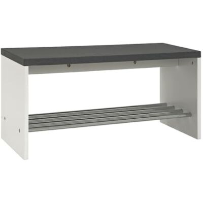 HAKU Banco Zapatero Cromo Efecto Granito Zapatero como Banco Pasillo Banco MDF Metal Medidas An 81 cm x Al 40 cm x Pr 30 cm Estilo Moderno HAKU Banco Zapatero Cromo Efecto Granito Zapatero como Banco Pasillo Banco MDF Metal Medidas An 81 cm x Al 40 cm x Pr 30 cm Estilo Moderno