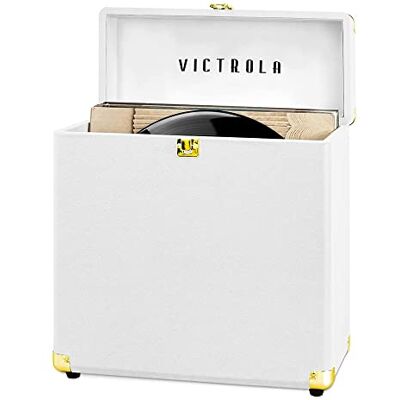 Victrola Vintage Vinyl Record Storage and Carrying Case, Fits All Standard Records – 33 1/3, 45 y 78 RPM, Holds 30 álbums, Perfect for Your Treasured Record Collection, White, 1SFA (), Victrola Vintage Vinyl Record Storage and Carrying Case, Fits All Standard Records – 33 1/3, 45 y 78 RPM, Holds 30 álbums, Perfect for Your Treasured Record Collection, White, 1SFA (),