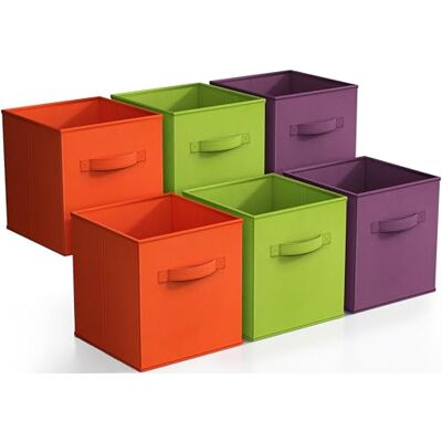 Sorbus ® Contenedores organizadores de almacenamiento de 11 pulgadas, paquete de 6 cubos de almacenamiento plegables, cesta rectangular para estantes, ideal para guardería, sala de juegos, armario, Sorbus ® Contenedores organizadores de almacenamiento de 11 pulgadas, paquete de 6 cubos de almacenamiento plegables, cesta rectangular para estantes, ideal para guardería, sala de juegos, armario,