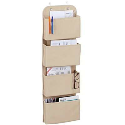 Relaxdays Organizador Colgante 4 Compartimentos, Bolsa Almacenaje con Ganchos para Colgar, para Baño u Oficina, Beige Relaxdays Organizador Colgante 4 Compartimentos, Bolsa Almacenaje con Ganchos para Colgar, para Baño u Oficina, Beige