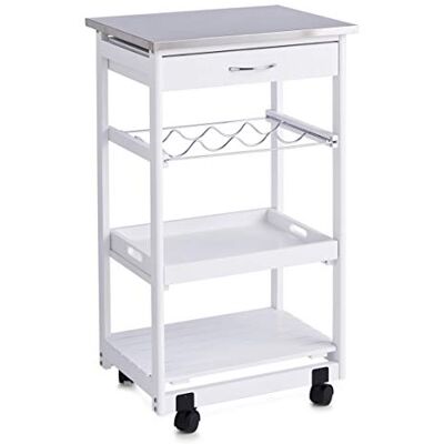 Zeller Cocina Carro de Acero Inoxidable con Tapa de 47 x 37 x 82 cm, Color: Blanco Zeller Cocina Carro de Acero Inoxidable con Tapa de 47 x 37 x 82 cm, Color: Blanco