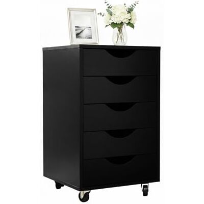 Relaxdays cajonera con Ruedas, 5 cajones, archivador móvil para Escritorio, 66,5x40x40 cm, Negro Relaxdays cajonera con Ruedas, 5 cajones, archivador móvil para Escritorio, 66,5x40x40 cm, Negro