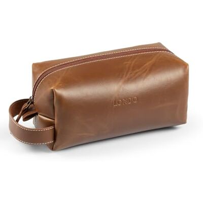 Londo Estuche de cuero para maquillaje y caja de reloj de viaje. Organizador de almacenamiento protector duradero y elegante de alta calidad para artículos de tocador y accesorios versátiles, Marrón Londo Estuche de cuero para maquillaje y caja de reloj de viaje. Organizador de almacenamiento protector duradero y elegante de alta calidad para artículos de tocador y accesorios versátiles, Marrón