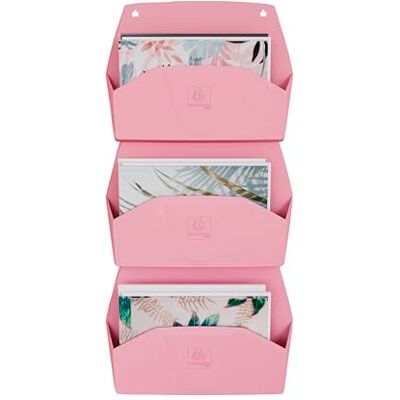 Exacompta Ref. 61171D – Caja de 3 clasificadores de pared horizontales 3 armarios AUTENTIK, expositores de pared A4, maletín, cestas de pared – Dimensiones: 43,6 x 39,6 x 10,2 cm – Rosa candy Exacompta Ref. 61171D – Caja de 3 clasificadores de pared horizontales 3 armarios AUTENTIK, expositores de pared A4, maletín, cestas de pared – Dimensiones: 43,6 x 39,6 x 10,2 cm – Rosa candy
