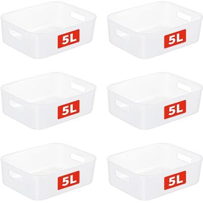 Cetomo 5L*6 Cesta de Almacenamiento de Plástico, Caja de Almacenamiento Abierta, Contenedores Para Estanterías, Organizadores con Asas Para oficina, Gabinetes, Claro, 5L-6 Unidades (28.5*22*9cm) Cetomo 5L*6 Cesta de Almacenamiento de Plástico, Caja de Almacenamiento Abierta, Contenedores Para Estanterías, Organizadores con Asas Para oficina, Gabinetes, Claro, 5L-6 Unidades (28.5*22*9cm)