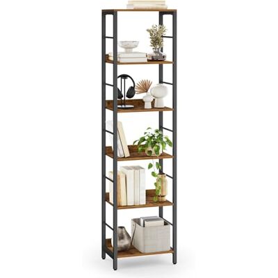 VASAGLE Librería de 6 Niveles, Estantería de Almacenamiento, 30 x 40 x 178 cm, con Paneles Posteriores Protectores, Estilo Industrial, para Salón, Estudio, Marrón Rústico y Negro Tinta LLS168KD01 VASAGLE Librería de 6 Niveles, Estantería de Almacenamiento, 30 x 40 x 178 cm, con Paneles Posteriores Protectores, Estilo Industrial, para Salón, Estudio, Marrón Rústico y Negro Tinta LLS168KD01