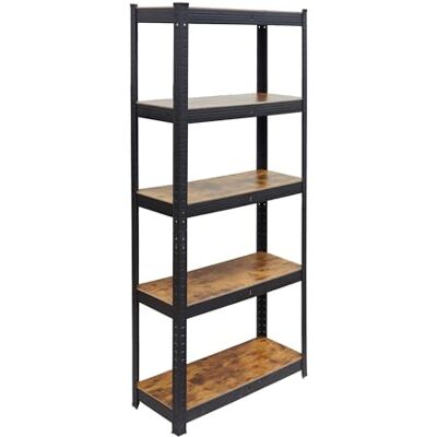 Relaxdays Estantería de Acero/MDF Efecto Madera, 5 Niveles, Capacidad 500 kg, 180×90×40 cm, Negro-marrón Relaxdays Estantería de Acero/MDF Efecto Madera, 5 Niveles, Capacidad 500 kg, 180×90×40 cm, Negro-marrón