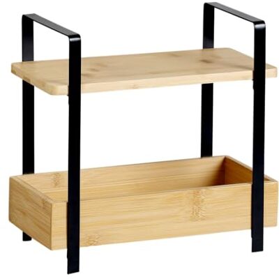 Kesper Estantería de cocina de 2 niveles, material: bambú con certificado FSC® (FSC® C014021) y metal, tamaño: 30 x 14 x 30 cm, color: natural, negro Kesper Estantería de cocina de 2 niveles, material: bambú con certificado FSC® (FSC® C014021) y metal, tamaño: 30 x 14 x 30 cm, color: natural, negro