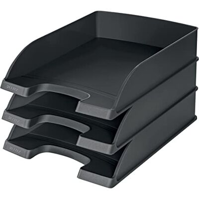 Leitz 52270095 – Pack de 3 Bandejas de Correspondencia Plus A4 de Poliestireno, Sistema Modular Apilable Vertical o Escalonado, Laterales Altos, Color Negro Leitz 52270095 – Pack de 3 Bandejas de Correspondencia Plus A4 de Poliestireno, Sistema Modular Apilable Vertical o Escalonado, Laterales Altos, Color Negro
