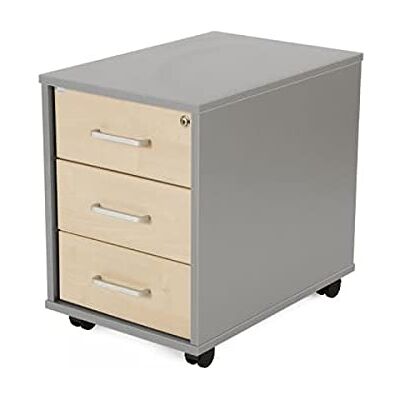 Rocada Cajonera Oficina con Ruedas 40x59,5x58 cm Cajonera Madera con Cerradura Mueble Auxiliar para Oficina con 3 cajones Color Gris/Haya Rocada Cajonera Oficina con Ruedas 40x59,5x58 cm Cajonera Madera con Cerradura Mueble Auxiliar para Oficina con 3 cajones Color Gris/Haya