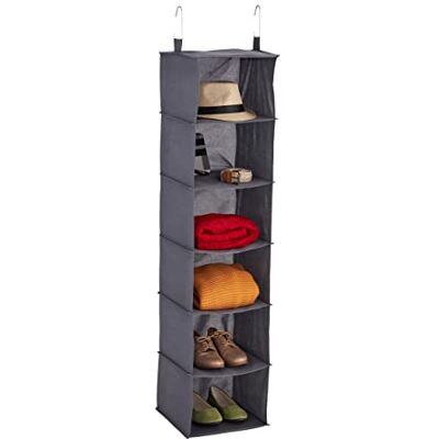 Relaxdays Organizador Colgante Armario con 6 Compartimentos, Tela, 139x30x30 cm, 2 Ganchos, Almacenamiento de Ropa Colgante, Gris Relaxdays Organizador Colgante Armario con 6 Compartimentos, Tela, 139x30x30 cm, 2 Ganchos, Almacenamiento de Ropa Colgante, Gris