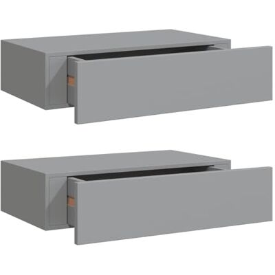 vidaXL 2X Estantes con Cajón de Pared Repisa Flotante Balda Estantería Armario Salón Exhibición Colgante Decoración Gris MDF 40x23,5x10 cm vidaXL 2X Estantes con Cajón de Pared Repisa Flotante Balda Estantería Armario Salón Exhibición Colgante Decoración Gris MDF 40x23,5x10 cm