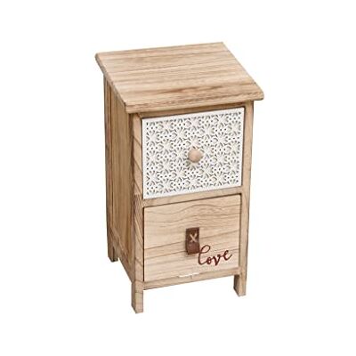 MIMBRE NATURAL CAJONERA Love 2 CAJONES-Cajonera romántica de Madera Natural con Dos cajones, uno de Ellos con la Palabra `Love´ y el Otro con Estampado geométrico. (25×25×42.5) MIMBRE NATURAL CAJONERA Love 2 CAJONES-Cajonera romántica de Madera Natural con Dos cajones, uno de Ellos con la Palabra `Love´ y el Otro con Estampado geométrico. (25×25×42.5)