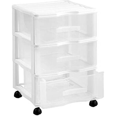 AC Cajonera de Almenamiento WGN 3 Cajones Torre de Almenamiento Multiusos para Oficina, hogar, Escuela, etc 51,3 x 37 x 39 cm Color Blanco Cajones Transparentes AC Cajonera de Almenamiento WGN 3 Cajones Torre de Almenamiento Multiusos para Oficina, hogar, Escuela, etc 51,3 x 37 x 39 cm Color Blanco Cajones Transparentes