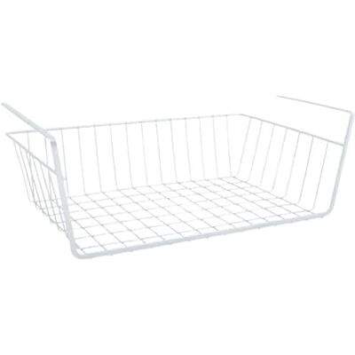 MSV Juego de 2 cestas de almacenamiento bajo estante 38,5x25,5x14cm en acero blanco mate MSV Juego de 2 cestas de almacenamiento bajo estante 38,5x25,5x14cm en acero blanco mate