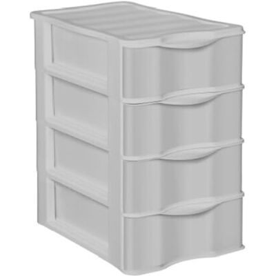 AC Cajonera de Almenamiento Wagon A4-4 cajones Torre de Almenaje Multiusos de Plástico para Oficina, hogar, Escuela Fabricada en España 49 x 28 x 36 cm Gris Claro AC Cajonera de Almenamiento Wagon A4-4 cajones Torre de Almenaje Multiusos de Plástico para Oficina, hogar, Escuela Fabricada en España 49 x 28 x 36 cm Gris Claro