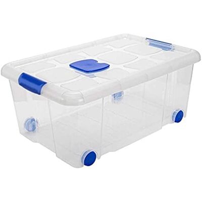 AC Caja de Almenamiento Transparente con Ruedas N.º 3 Fabricado en plástico Contenedor para almenar Libros, Ropa, Mantas 58,5 x 39,5 x 25,7 cm 36 litros AC Caja de Almenamiento Transparente con Ruedas N.º 3 Fabricado en plástico Contenedor para almenar Libros, Ropa, Mantas 58,5 x 39,5 x 25,7 cm 36 litros