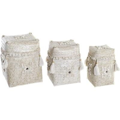 ZOMTOON CESTA SET 3 BAMBU CONCHAS 28X28X27 DECAPE BLANCO ZOMTOON CESTA SET 3 BAMBU CONCHAS 28X28X27 DECAPE BLANCO