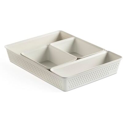 Tatay Cajas Organizadoras Bohol Set de 5: 2xA6 + A5 + A4 + Slim Cestas Almacenaje Plastico Diseño Minimalista Funcional Orden Hogar y Oficina Plástico Reciclado Libre de BPA, Blanco Tatay Cajas Organizadoras Bohol Set de 5: 2xA6 + A5 + A4 + Slim Cestas Almacenaje Plastico Diseño Minimalista Funcional Orden Hogar y Oficina Plástico Reciclado Libre de BPA, Blanco