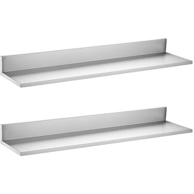 VEVOR Estantería de Pared, 91,5 x 21,8 cm, de Acero Inoxidable, 2 Piezas Para Restaurantes, Cocinas Domésticas y Garajes, en Forma de L, Capacidad de 30 kg, de Alta Resistencia, Sin Bordes Afilados VEVOR Estantería de Pared, 91,5 x 21,8 cm, de Acero Inoxidable, 2 Piezas Para Restaurantes, Cocinas Domésticas y Garajes, en Forma de L, Capacidad de 30 kg, de Alta Resistencia, Sin Bordes Afilados