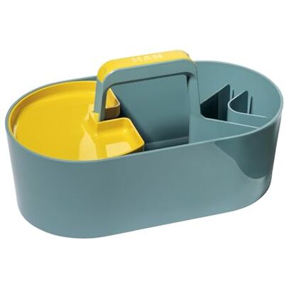 HAN Toolbox LOFT Cesta de plástico con asa, 4 compartimentos, cesta de limpieza, cesta para manualidades, almacenamiento para utensilios, color azul HAN Toolbox LOFT Cesta de plástico con asa, 4 compartimentos, cesta de limpieza, cesta para manualidades, almacenamiento para utensilios, color azul