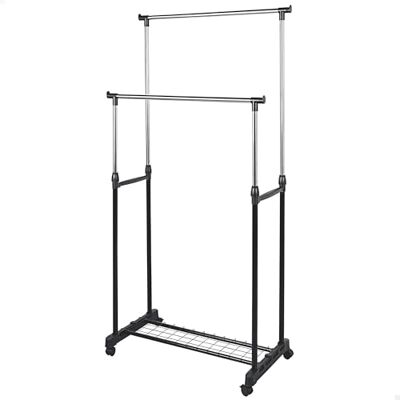 AKTIVE MAX Home Perchero de Ropa Altura Ajustable, 81x44x160 cm, Peso máximo soportado X, con balda para Zapatos, con Ruedas, Doble Barra, Moderno, Negro y Acero, Minimalista () AKTIVE MAX Home Perchero de Ropa Altura Ajustable, 81x44x160 cm, Peso máximo soportado X, con balda para Zapatos, con Ruedas, Doble Barra, Moderno, Negro y Acero, Minimalista ()