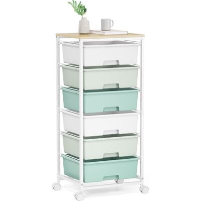 KINGRACK Cajonera con Ruedas con 6 Cajones Grandes y Estantes Carrito Organizador para Oficinas, Habitaciones Infantiles y Salas de Manualidades (Verde) KINGRACK Cajonera con Ruedas con 6 Cajones Grandes y Estantes Carrito Organizador para Oficinas, Habitaciones Infantiles y Salas de Manualidades (Verde)