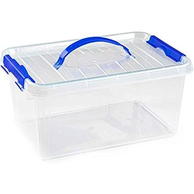 AC Caja de ordenión de plástico Transparente con asa Nº 22. Contenedor para almenar Libros, Ropa, Mantas. Capidad 8 litros. Dimensiones Aprox.: 15,5 x 34 x 22,5 cm AC Caja de ordenión de plástico Transparente con asa Nº 22. Contenedor para almenar Libros, Ropa, Mantas. Capidad 8 litros. Dimensiones Aprox.: 15,5 x 34 x 22,5 cm