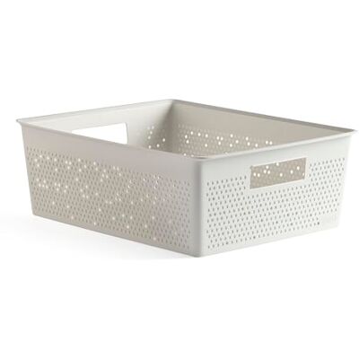 Tatay Cesta Almacenaje Plastico 12 L Bohol Caja Organizadora Ventilación Óptima Sistema Modular Apilable Asas Integradas Plástico Reciclado Libre BPA 30x39x13,5 cm, Blanco Tatay Cesta Almacenaje Plastico 12 L Bohol Caja Organizadora Ventilación Óptima Sistema Modular Apilable Asas Integradas Plástico Reciclado Libre BPA 30x39x13,5 cm, Blanco