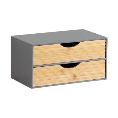 Kesper Organizador con 2 cajones, material: madera aglomerada y bambú con certificado FSC®, dimensiones: 27 x 16 x 14 cm, color: gris, natural Kesper Organizador con 2 cajones, material: madera aglomerada y bambú con certificado FSC®, dimensiones: 27 x 16 x 14 cm, color: gris, natural