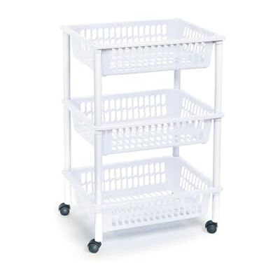 DRW Verdulero Carro Cocina 3 cestas PVC Blanco 40x30x61.5 cm DRW Verdulero Carro Cocina 3 cestas PVC Blanco 40x30x61.5 cm