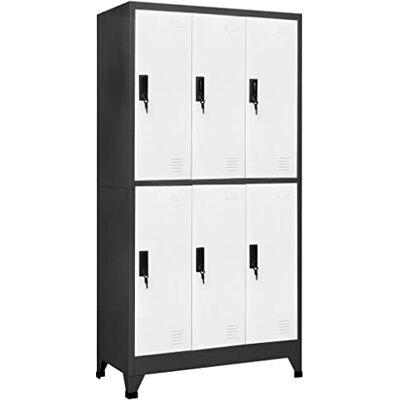 vidaXL Taquilla Armario Casillero Escuela Libros Archivos Almacenamiento Oficina Archivador Habitación de Acero Gris Antracita y Blanco 90x45x180 cm vidaXL Taquilla Armario Casillero Escuela Libros Archivos Almacenamiento Oficina Archivador Habitación de Acero Gris Antracita y Blanco 90x45x180 cm